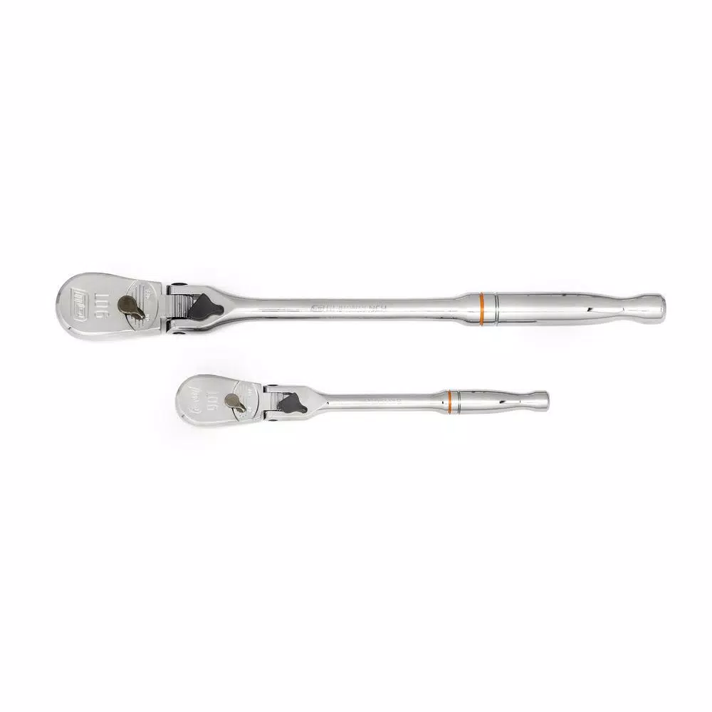 GEARWRENCH 90-Tooth Locking Flex Head Teardrop Ratchet Set, 1/4 in. and 3/8 in. Drive, 2-Piece