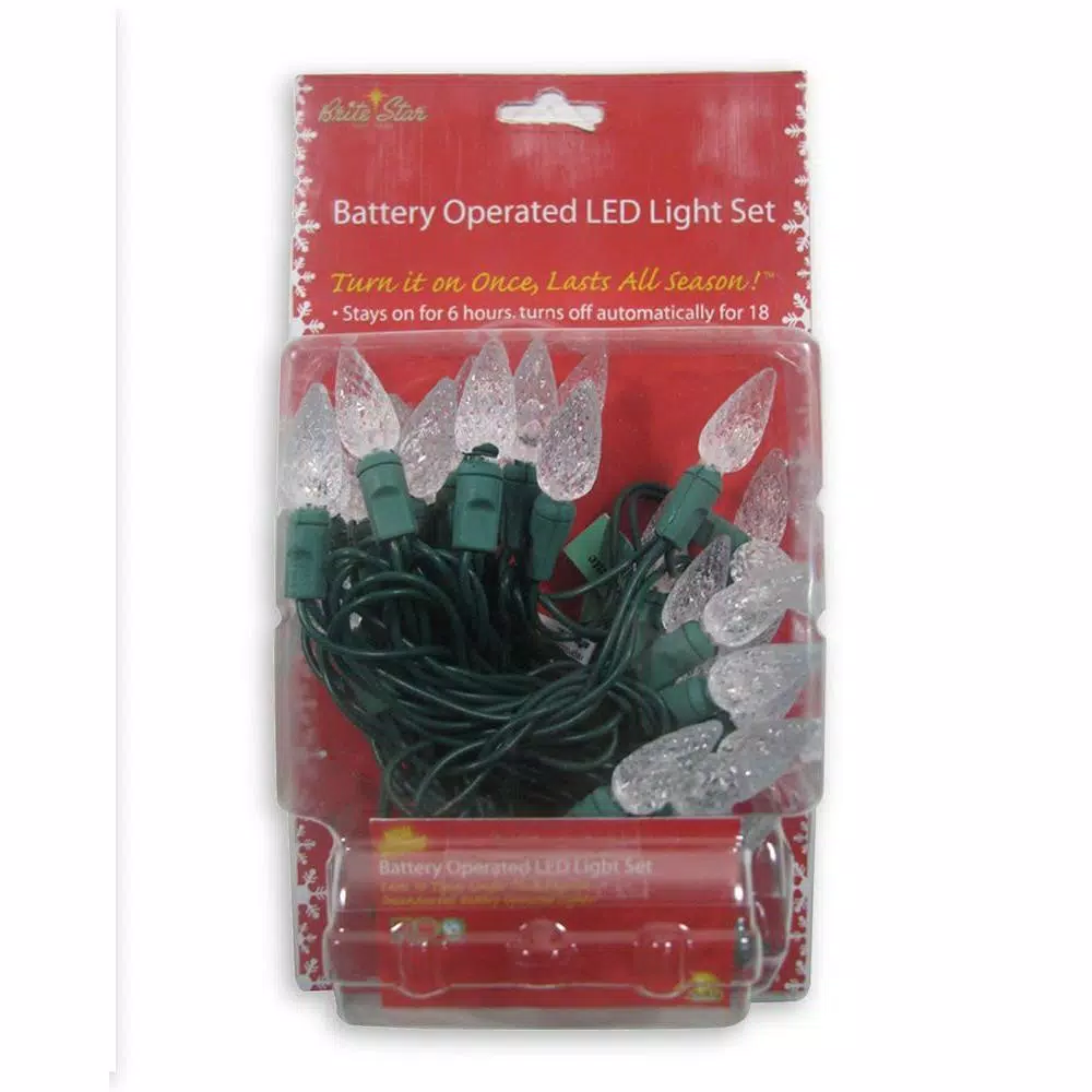 Brite Star 35-Light C6 LED Battery-Operated White String Lights (Set of 2)