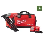 Milwaukee M18 FUEL 15-Gauge Angled Finish Nailer Kit w/ 2.0Ah Battery, Charger & Bag thumbnail 1