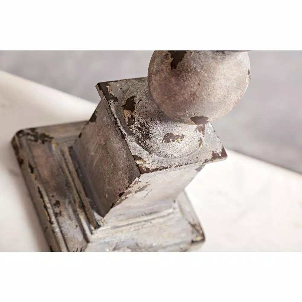 IMAX Hamilton Wrought Iron Hurricane Candleholders, Set of 2, Weathered Grey Finish