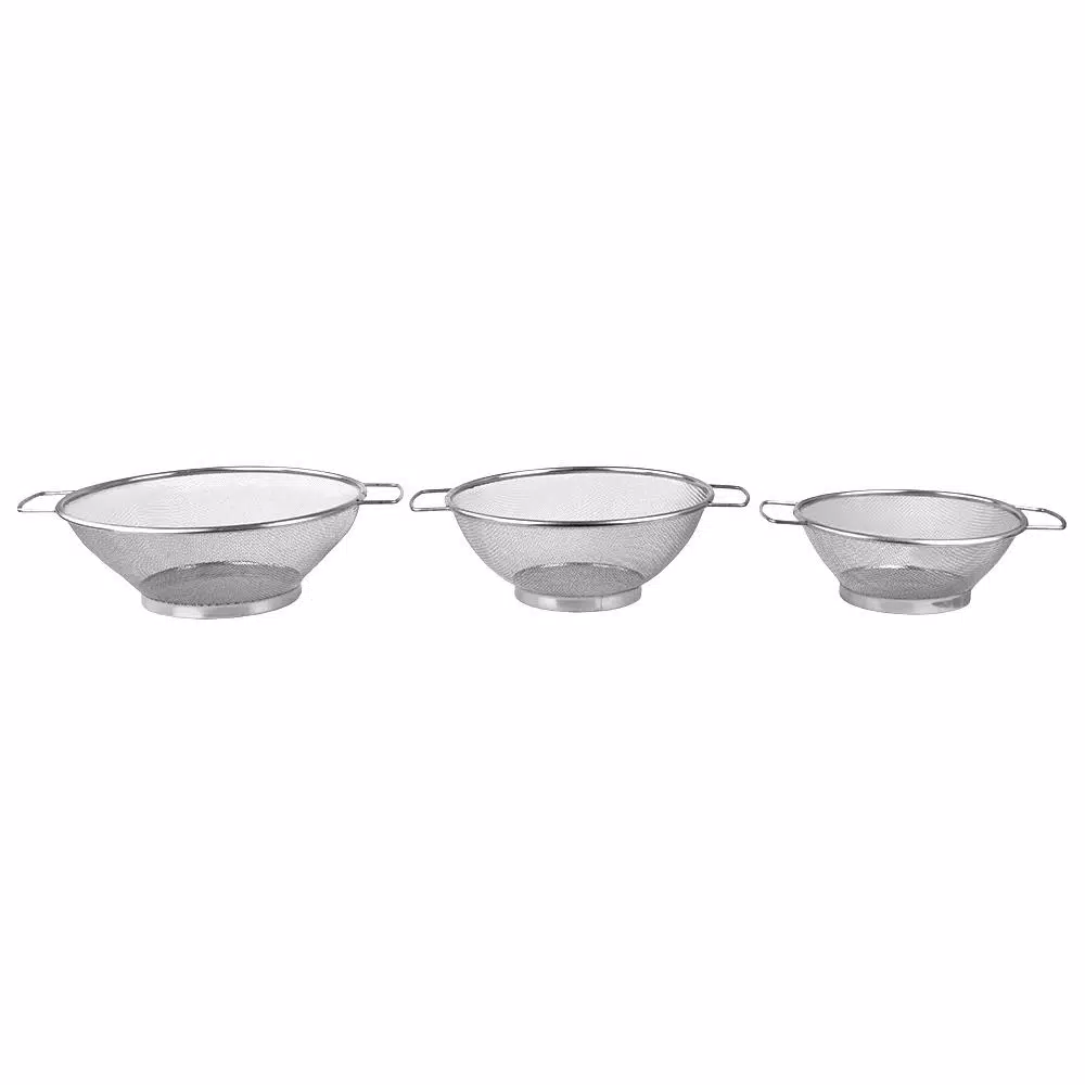 Home Basics 3-Piece Stainless Steel Mesh Colander Set, Gray