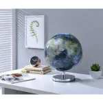 Unbranded 15 in. Blue Globe with City Lights and Chrome Metal Frame thumbnail 1