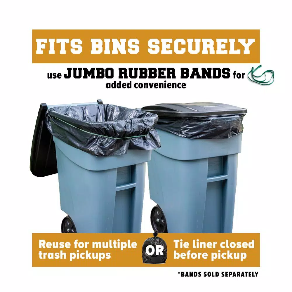 Plasticplace 65 Gallon Black Gusset Seal Trash Bags, 1.5 Mil Thick, 50 in. x 48 in. (100 Count Case)