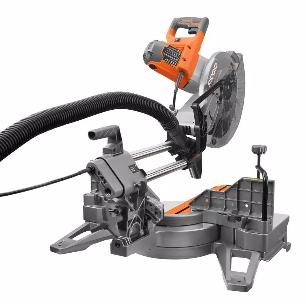 RIDGID 12 in. 15 Amp Dual Bevel Sliding Miter Saw Kit with Universal Mobile Stand