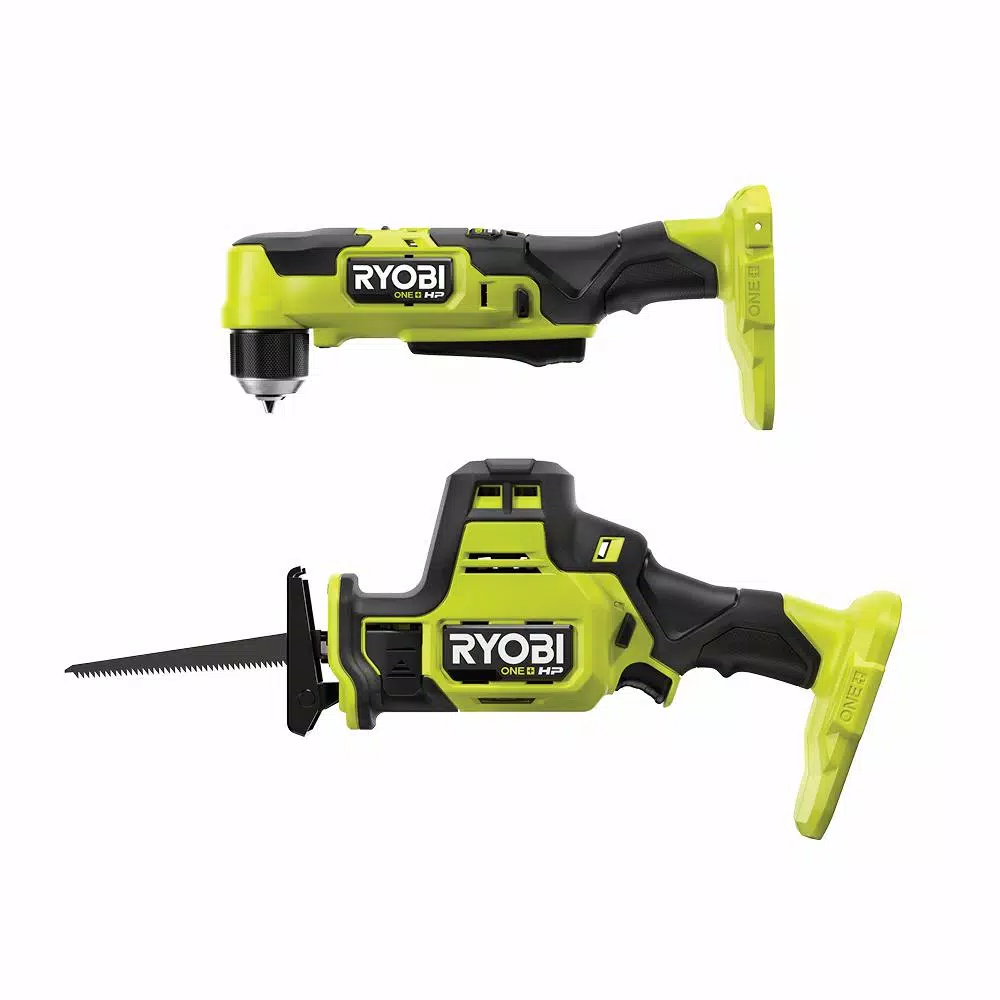 RYOBI ONE+ HP 18V Brushless Compact Right Angle Drill and One-Handed Reciprocating Saw Combo Kit