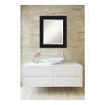 Amanti Art 21 in. W x 25 in. H Mahogany Wood Framed Rectangular Beveled Edge Bathroom Vanity Mirror thumbnail 1