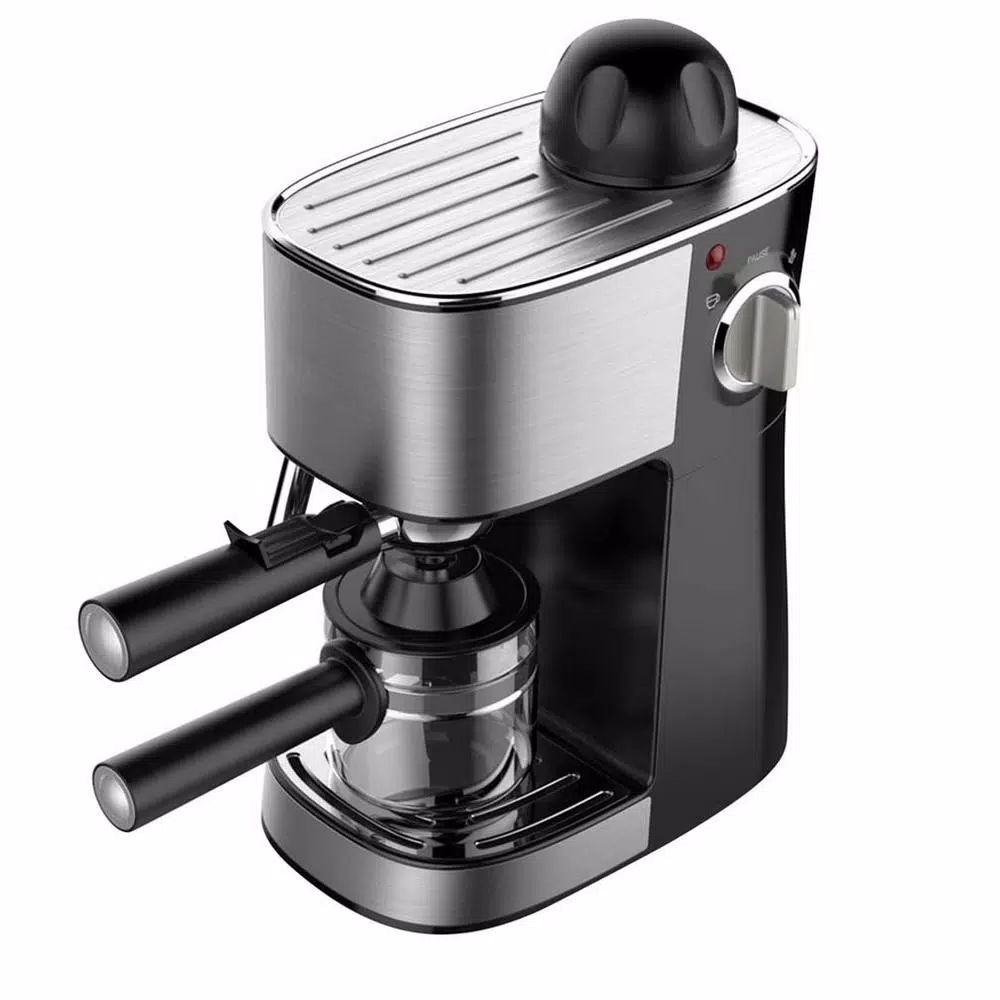 LavoHome 4-Cup Espresso and Cappuccino Maker Machine with Glass Carafe, 800W, Black