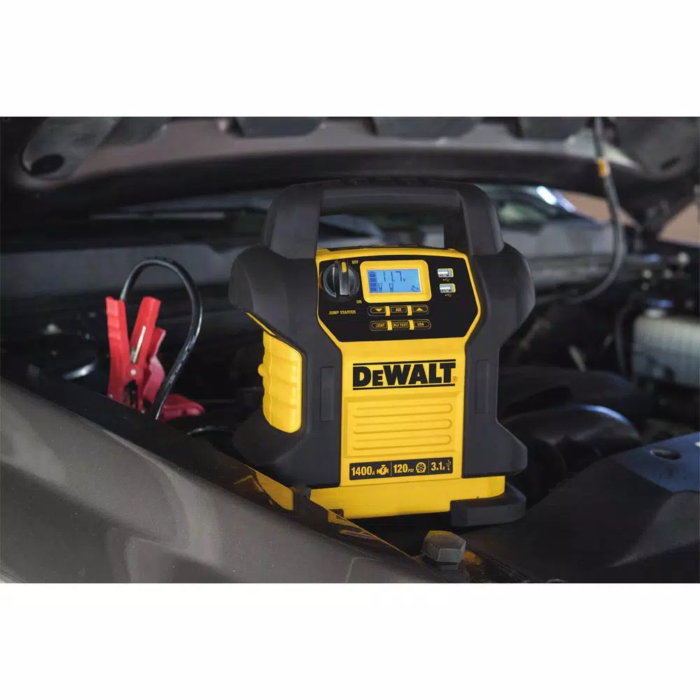 DEWALT 1400 Peak Amp Jump Starter with 120 PSI Digital Air Compressor and LED Work Light