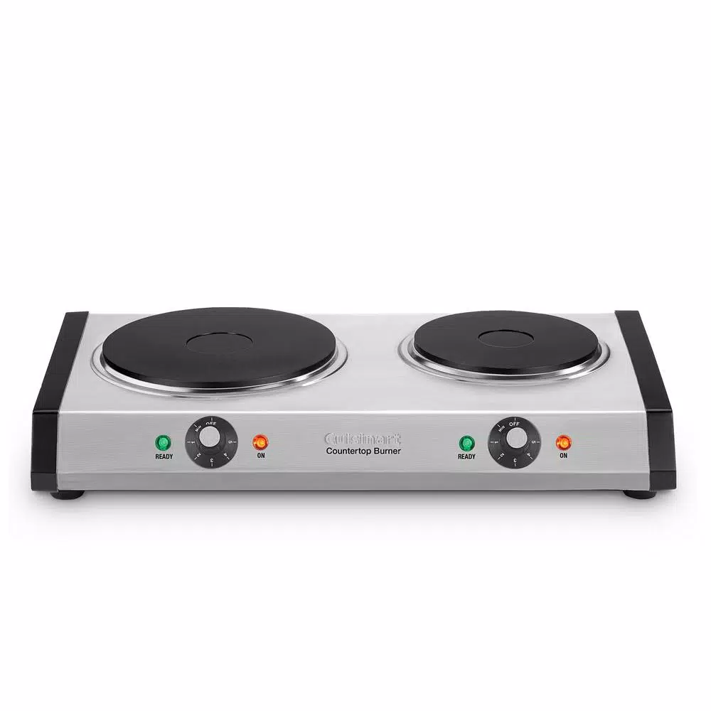 Cuisinart 2-Burner 8 in. Cast Iron Stainless Steel Hot Plate with Temperature Control, 1800W