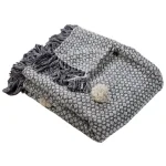 LR Resources Grayscale Buds Black Melange Cotton Decorative Throw Blanket with Tassels thumbnail 2
