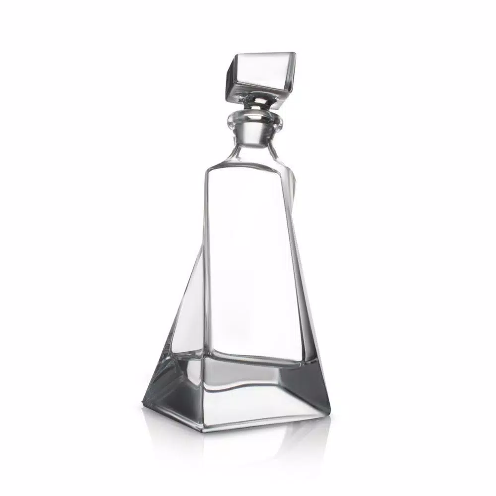 JoyJolt Atlas 22 oz. Crystal Whiskey Decanter with Stopper, Square Design