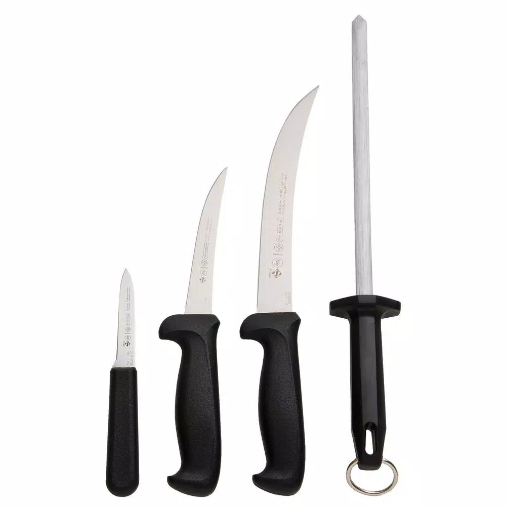 LEM Mundial 4-Piece Hunter's Knife Set with High-Carbon Stainless Steel Blades and Sharpening Steel