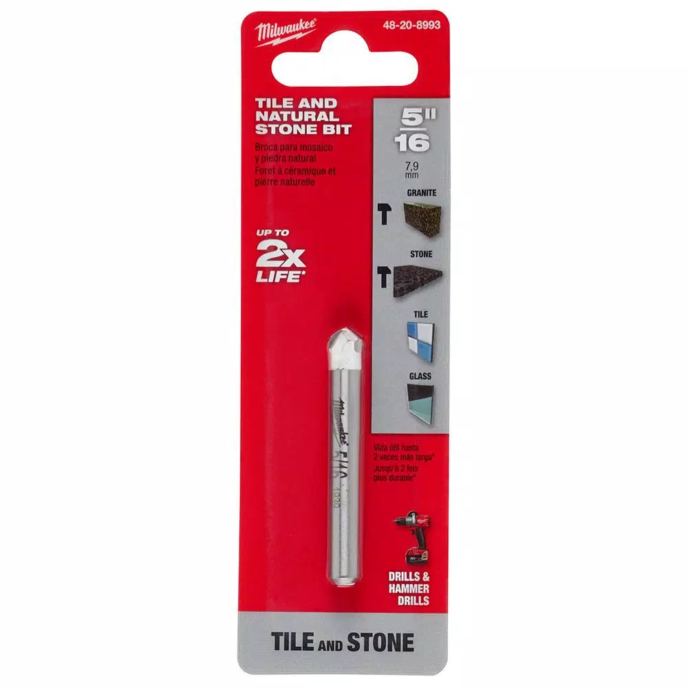 Milwaukee 5/16 in. Carbide Tipped Masonry Drill Bit for Tile, Stone, Granite, and Glass