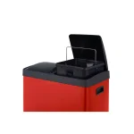 Step N' Sort 16 Gallon Red 2-Compartment Stainless Steel Trash and Indoor Recycling Bin thumbnail 2