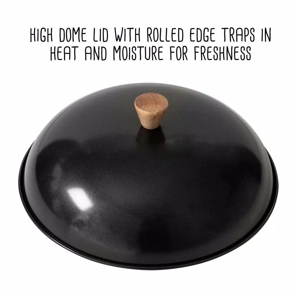 Honey-Can-Do Joyce Chen 4-Piece Carbon Steel Non-Stick Wok Set with High Dome Lid, Bamboo Spatula, and Recipe Booklet