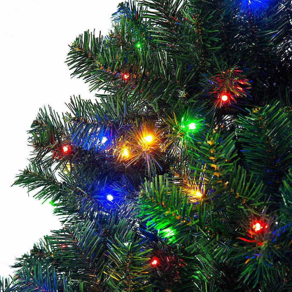 Costway 7.5 ft. Pre-Lit Artificial Christmas Tree with 550 Multi-Color LED Lights and Stand