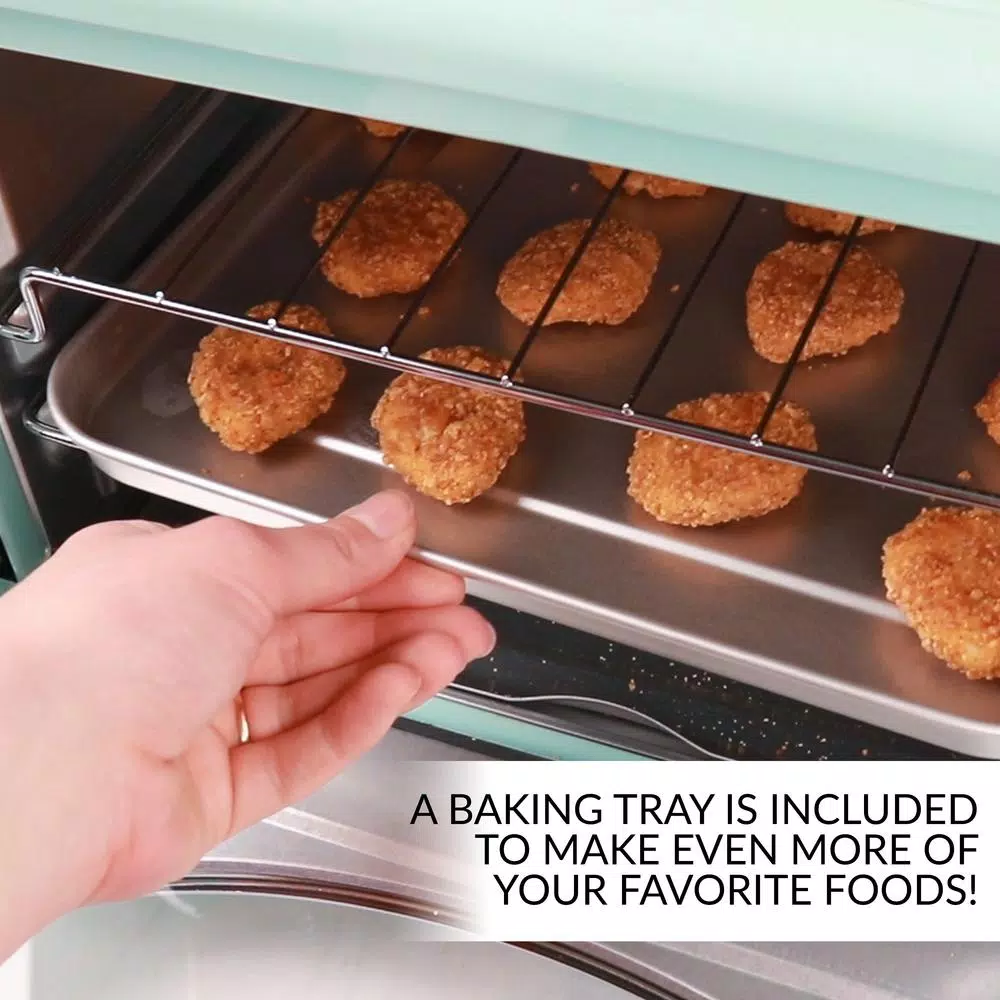 Nostalgia Retro 1500W Aqua Convection Toaster Oven, 12-Slice Capacity with Built-in Timer
