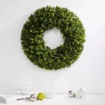 Glitzhome 18 in. Artificial Boxwood Wreath, UV-Resistant Greenery for Indoor/Outdoor Decor thumbnail 5
