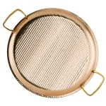 Old Dutch 11 in. 2-Ply Copper and Stainless Steel Embossed Round Serving Tray with Brass Handles thumbnail 3