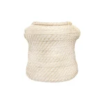 3R Studios White Handwoven Rattan Decorative Basket - Round Wicker Storage Container thumbnail 4