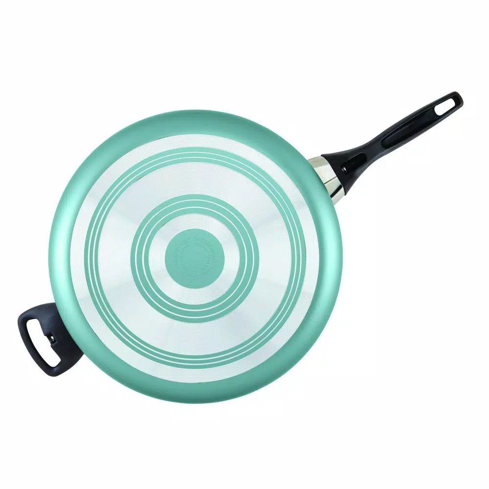 Farberware 6-Quart Nonstick Aluminum Saute Pan with Glass Lid, Aqua