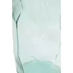 LITTON LANE Extra Large 29" Geometric Soda Lime Glass Flower Vase, Clear with Aquamarine Hue thumbnail 4