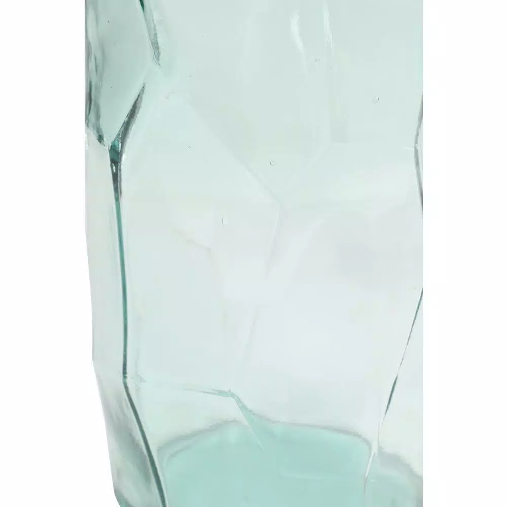 LITTON LANE Extra Large 29" Geometric Soda Lime Glass Flower Vase, Clear with Aquamarine Hue