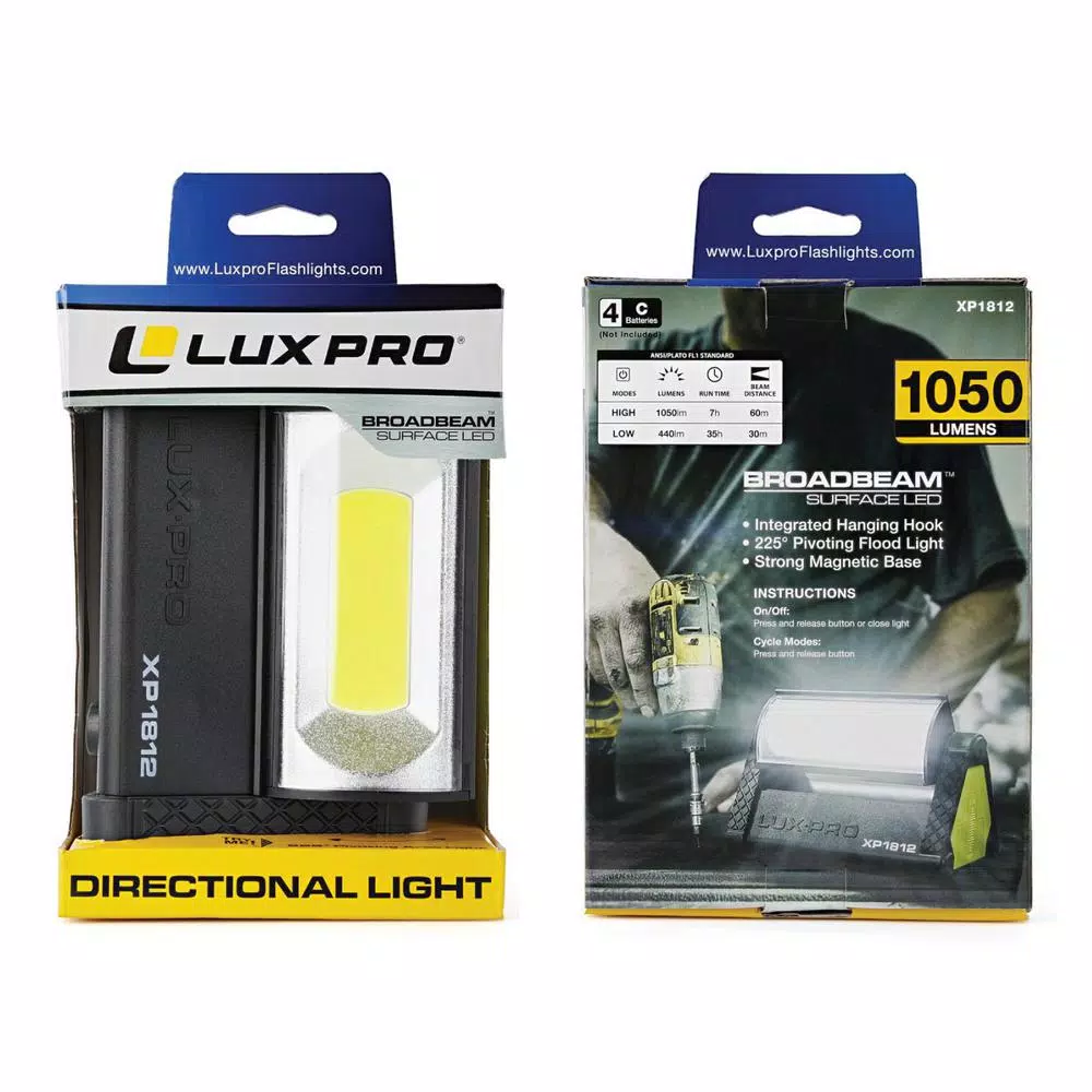 LUXPRO Pro Series 1050 Lumens Broadbeam LED Directional Pivoting Cordless Work Light