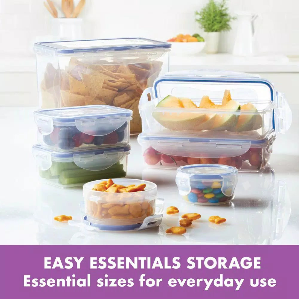 LOCK & LOCK Easy Essentials 18-Piece Food Storage Container Set with Airtight Lids, BPA-Free Plastic