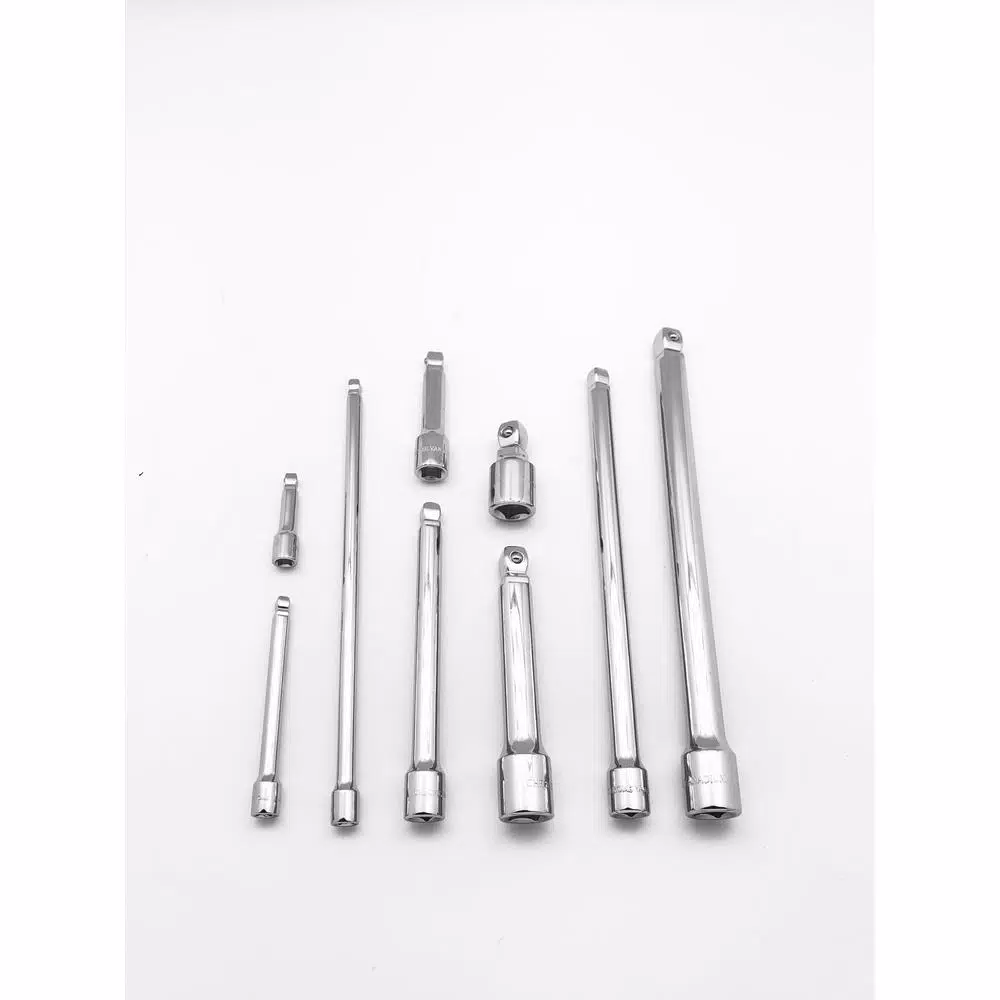 Industro 9-Piece Wobble Extension Bar Set, 1/4 in., 3/8 in. and 1/2 in. Drive, Chrome Vanadium Steel