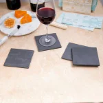 Creative Home Natural Dark Gray Slate Coaster Set of 4 - 4 in. x 4 in. Rustic Stone Coasters thumbnail 6