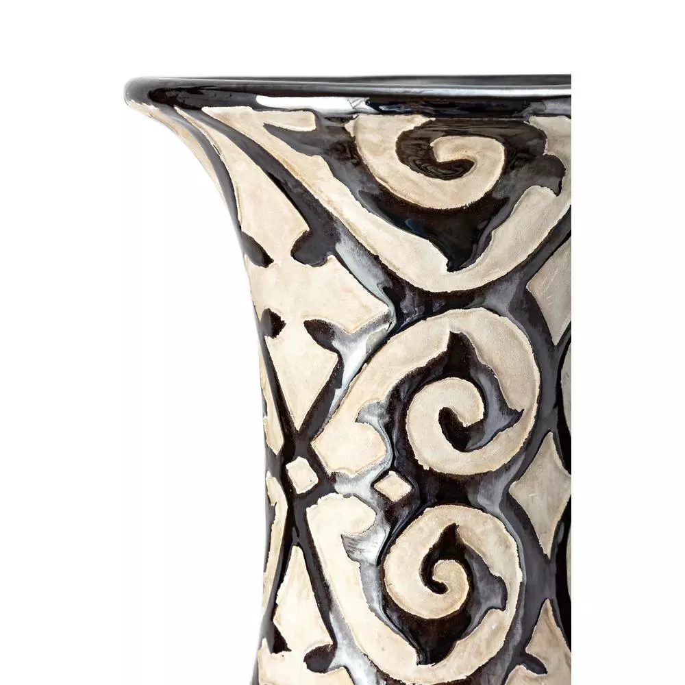 IMAX Benigna Beige Tall Oversized Floor Vase - Handcrafted Ceramic Amphora Decor