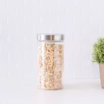 Unbranded 54 oz. Large Round Glass Canister with Brushed Stainless Steel Lid thumbnail 1