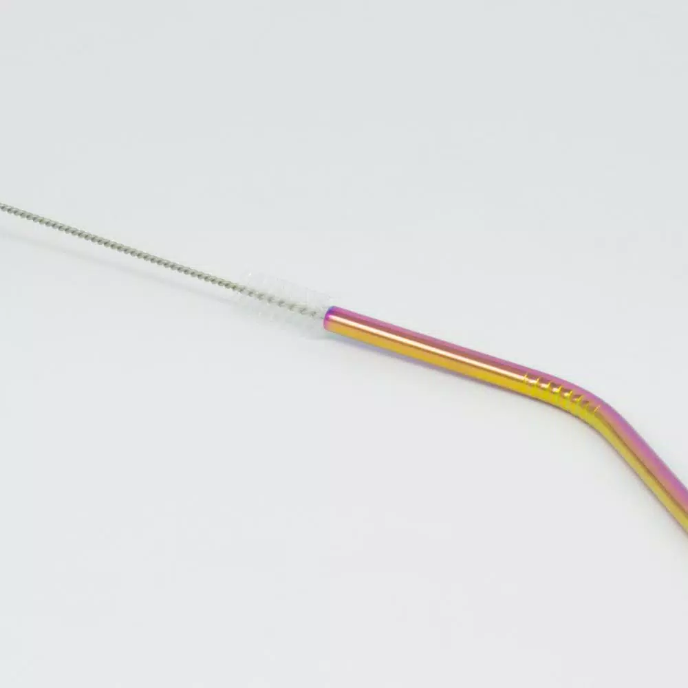 ExcelSteel 10-Piece Rainbow Stainless Steel Reusable Straw Set with Cleaning Brushes