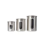 Fox Run 3-Piece Stainless Steel Kitchen Canister Set with Airtight Lids and Viewing Windows thumbnail 2