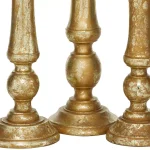 LITTON LANE Golden Mango Wood Candle Holder Set, Set of 3, Distressed Gold Finish thumbnail 6
