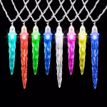 LightShow 12.5 ft. 12-Light Color Changing LED Icicle Christmas String Light Set, Multi-Color thumbnail 2