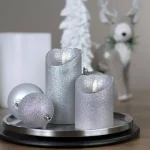 Northlight 4 in. Silver Glitter Flameless Battery Operated Christmas Decor Candle thumbnail 2