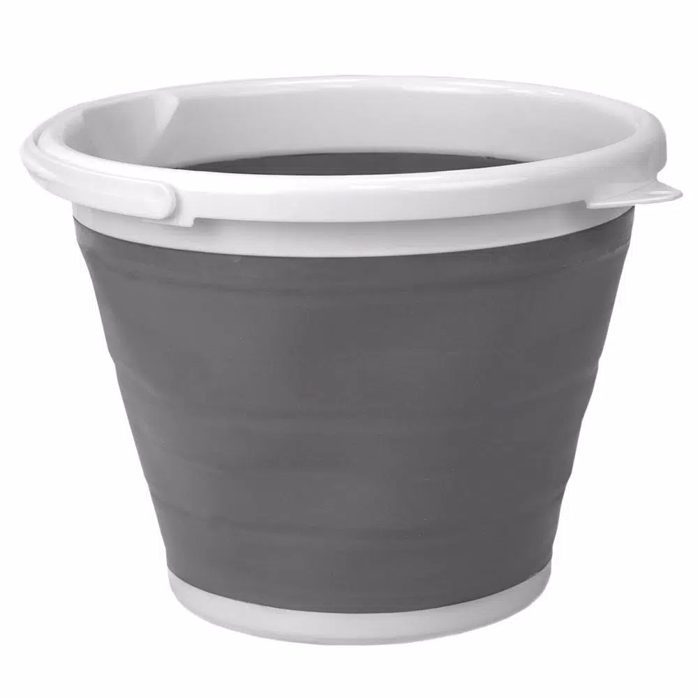 Unbranded 2.6 Gal. Grey Collapsible Plastic & Silicone Bucket, 10L Capacity