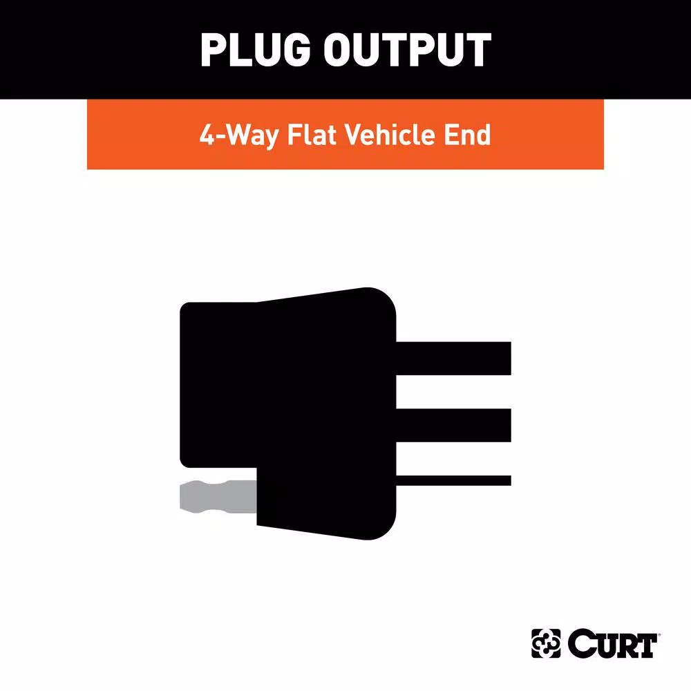 CURT 3-to-2-Wire Powered Taillight Converter, 4-Way Flat Output
