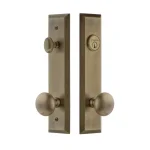 Grandeur Hardware Fifth Avenue Tall Plate Handleset with Full Ball Knob, Vintage Brass thumbnail 1