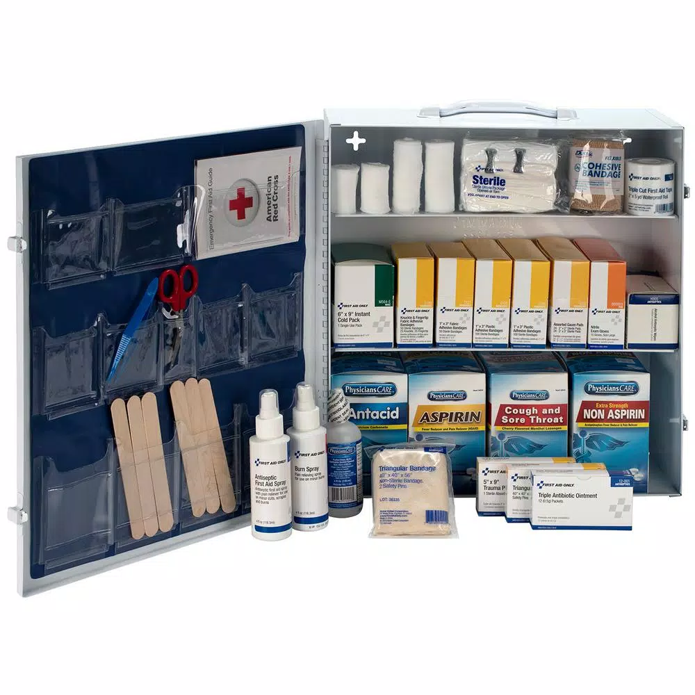 First Aid Only 1092-Piece Industrial Metal First Aid Kit Station - 3 Shelf Wall Mount Cabinet