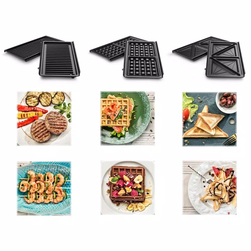 DeLonghi De'Longhi Livenza Compact 3-in-1 Indoor Grill, Sandwich Maker & Waffle Maker, 50 sq. in., Stainless Steel