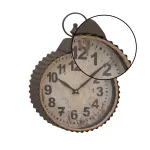 LITTON LANE Rustic Distressed Round Analog Wall Clock with Corrugated Iron Frame thumbnail 3