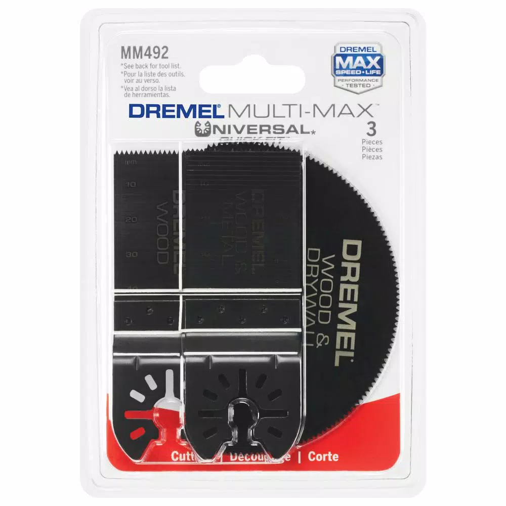 Dremel Multi-Max 3-Piece Oscillating Tool Universal Cutting Accessory Set for Wood, Metal, and Drywall