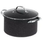 Starfrit The Rock 6 qt. Round Aluminum Nonstick Casserole Dish with Glass Lid, Black Speckle thumbnail 1