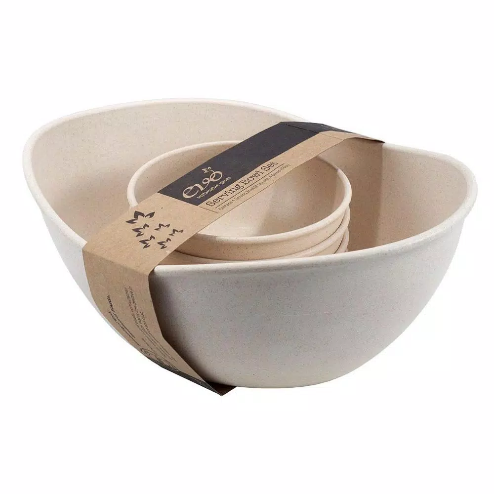 Unbranded EVO Sustainable Goods White Wood-Plastic Composite Serving Bowl Set, 5-Piece