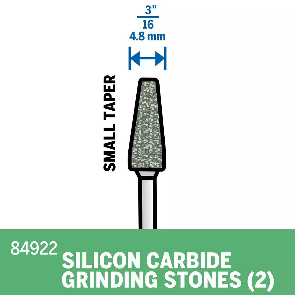 Dremel Dermal 84922 3/16 in. Silicon Carbide Cone Grinding Stone for Glass, Stone & Ceramic (2-Pack)