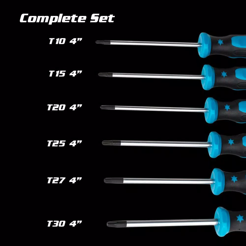 Capri Tools Kontour 6-Piece Star Screwdriver Set with Mechanic's Tray