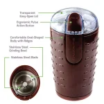 Ovente 2.5 oz. Electric Coffee Grinder with Stainless Steel Blades and Transparent Lid, Brown thumbnail 4